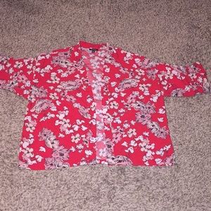 Plus size floral kimono